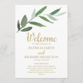 Eenvoudige Elegante Gouden Folie Groen Bruiloft Pr Programmakaart (Voorkant)