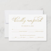 Eenvoudige Elegante Gouden Folie Script Bruiloft R RSVP Kaartje (Voorkant)