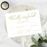 Eenvoudige Elegante Gouden Folie Script Bruiloft R RSVP Kaartje<br><div class="desc">Elegant Gold Foil Script Wedding RSVP Kaart</div>