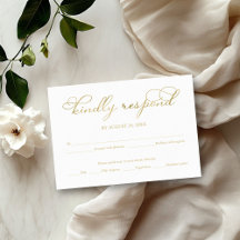 Eenvoudige Elegante Gouden Folie Script Trouw RSVP