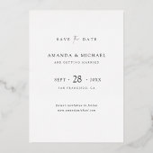 Eenvoudige Elegante Gouden Foto sparen de Datum Br Folie Uitnodiging (Achterkant)