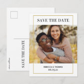 eenvoudige elegante gouden foto van het lijst spar aankondigingskaart (Voorkant / Achterkant)