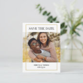 eenvoudige elegante gouden foto van het lijst spar aankondigingskaart (Staand voorkant)