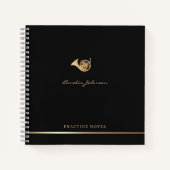 Eenvoudige Elegante Gouden Franse Hoorn Muzikant L Notitieboek (Voorkant)