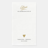 Eenvoudige elegante gouden hart bruiloft dank u servet (Voorkant)