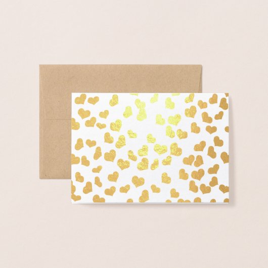 Eenvoudige Elegante Gouden Hartjes Valentijnsdag Folie Kaarten (Voorkant met envelop)