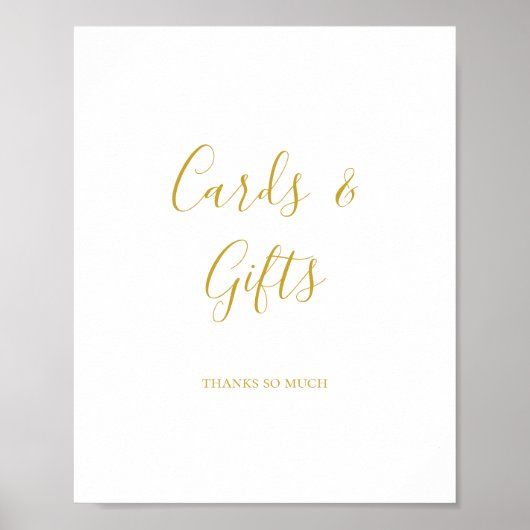 Eenvoudige Elegante Gouden Kaarten en Cadeaus Bord Poster (Voorkant)