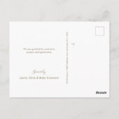 Eenvoudige Elegante Gouden Kruis Doop Foto Dank U Briefkaart (Achterkant)