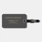 Eenvoudige Elegante Gouden Metaal monogrammed Naam Bagagelabel (Achterkant horizontaal)