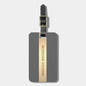 Eenvoudige Elegante Gouden Metaal monogrammed Naam Bagagelabel (Voorkant verticaal)