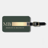 Eenvoudige Elegante Gouden Metaal monogrammed Naam Bagagelabel (Voorkant horizontaal)