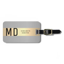 Eenvoudige Elegante Gouden Metaalstreep monogramme