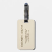 Eenvoudige Elegante Gouden Metaalstreep monogramme Bagagelabel (Achterkant verticaal)