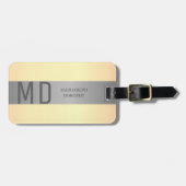 Eenvoudige Elegante Gouden Metaalstreep monogramme Bagagelabel (Voorkant horizontaal)