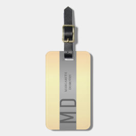Eenvoudige Elegante Gouden Metaalstreep monogramme Bagagelabel