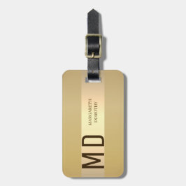 Eenvoudige Elegante Gouden Metaalstreep monogramme Bagagelabel