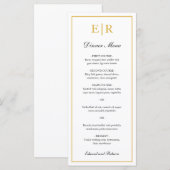 Eenvoudige Elegante Gouden Monogram Formele Trouwd Menu (Voorkant / Achterkant)