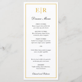 Eenvoudige Elegante Gouden Monogram Formele Trouwd Menu