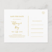 Eenvoudige Elegante Gouden Save The Date-ansichtka Uitnodiging Briefkaart (Achterkant)