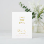 Eenvoudige Elegante Gouden Save The Date-ansichtka Uitnodiging Briefkaart (Staand voorkant)