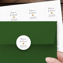 Eenvoudige Elegante Gouden Shamrock Witte Bruiloft Ronde Sticker