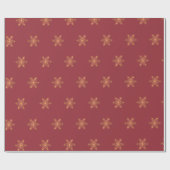 Eenvoudige elegante gouden sneeuwvlokken rode kers cadeaupapier (Vlak)
