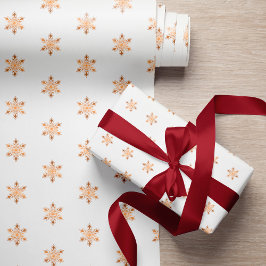 Eenvoudige elegante gouden sneeuwvlokken witte ker cadeaupapier
