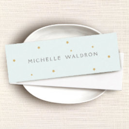 Eenvoudige Elegante Gouden Sterren Pastelblauw Mini Visitekaartje