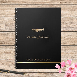 Eenvoudige elegante gouden trompet muzikant messin notitieboek