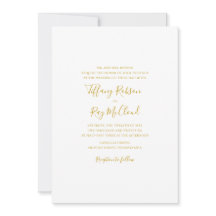 Eenvoudige Elegante Gouden Trouwuitnodiging