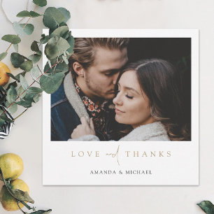 Eenvoudige Elegante Gouden Typografie Fotobruiloft Bedankkaart