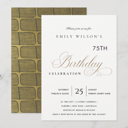 EENVOUDIGE ELEGANTE GOUDEN TYPOGRAFIE VERJAARDAG V KAART (Voorkant / Achterkant)