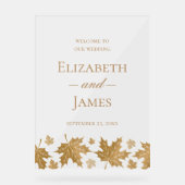 Eenvoudige elegante gouden val laat bruiloft welko acryl bord (Voorkant)