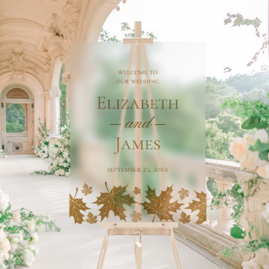 Eenvoudige elegante gouden val laat bruiloft welko acryl bord