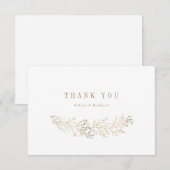 Eenvoudige elegante gouden vergulde botanische dan bedankkaart (Voorkant / Achterkant)