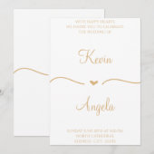 Eenvoudige elegante gouden wieden uitnodiging (Voorkant / Achterkant)