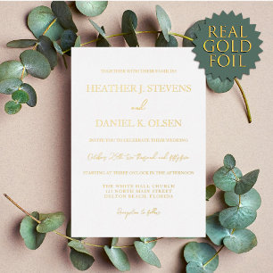 Eenvoudige Elegante Gouden Witte Typografie Bruilo Folie Uitnodiging