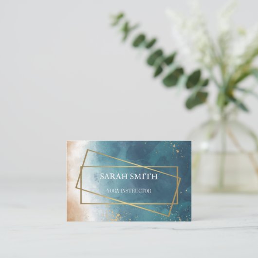 Eenvoudige Elegante Gouden Yoga Instructeur Visitekaartje (Staand voorkant)