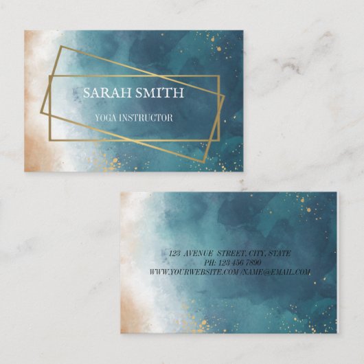 Eenvoudige Elegante Gouden Yoga Instructeur Visitekaartje (Voorkant / Achterkant)