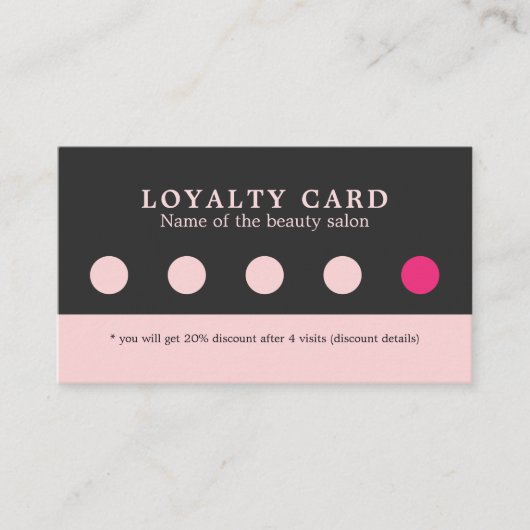 Eenvoudige Elegante Grijs Roze Schoonheid Loyalite Klantenkaartje (Voorkant)