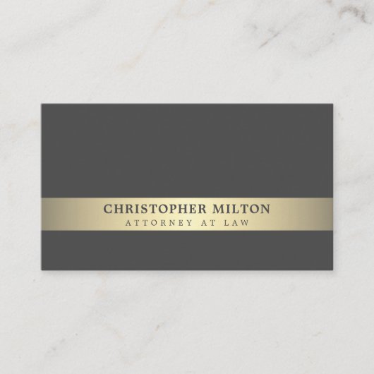 Eenvoudige Elegante Grijze Faux Gouden Streep Advo Visitekaartje (Voorkant)