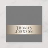 Eenvoudige Elegante Grijze Faux Koperstreep Consul Vierkante Visitekaartje (Voorkant)