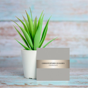 Eenvoudige Elegante Grijze Faux Koperstreep Consul Vierkante Visitekaartje