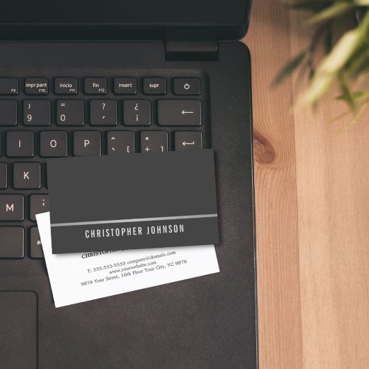 Eenvoudige Elegante Grijze Faux Zilveren Lijn Cons Visitekaartje