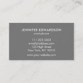 Eenvoudige elegante grijze minimalistische profess visitekaartje (Achterkant)