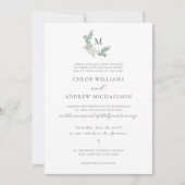 Eenvoudige elegante groen katholieke bruiloft kaart (Voorkant)