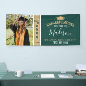 Eenvoudige Elegante Groene 1 Foto Afstuderen Banne Spandoek (Beurs)