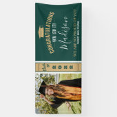 Eenvoudige Elegante Groene 1 Foto Afstuderen Banne Spandoek (Verticaal)