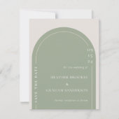 Eenvoudige Elegante Groene Bruiloft Bewaar de Datu (Voorkant)