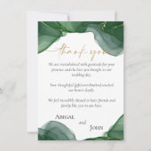 Eenvoudige elegante groene en gouden bruiloft bedankkaart (Voorkant)